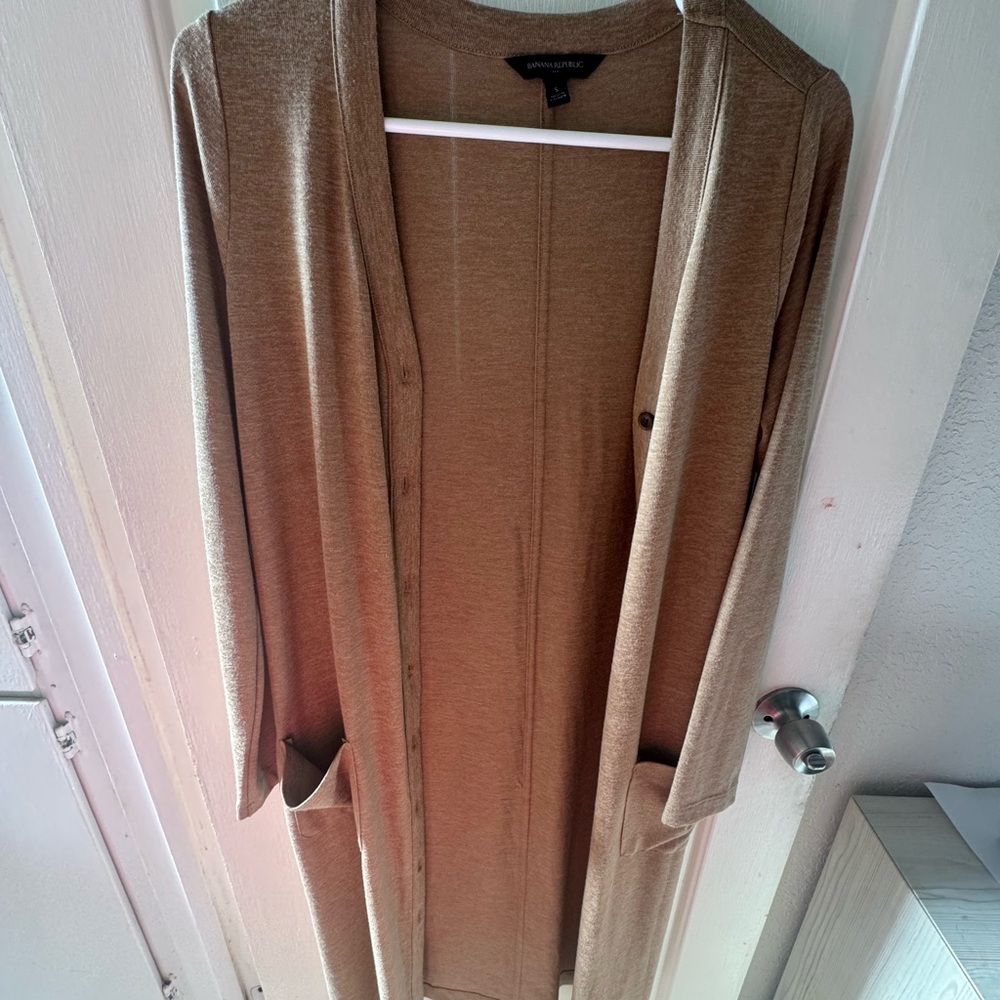 Banana Republic Tan Open-Front Cardigan
